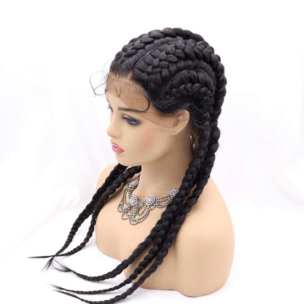 Lace Front Braided Wigs 6 Braids|corn-rolls  Synthetic Baby Hair